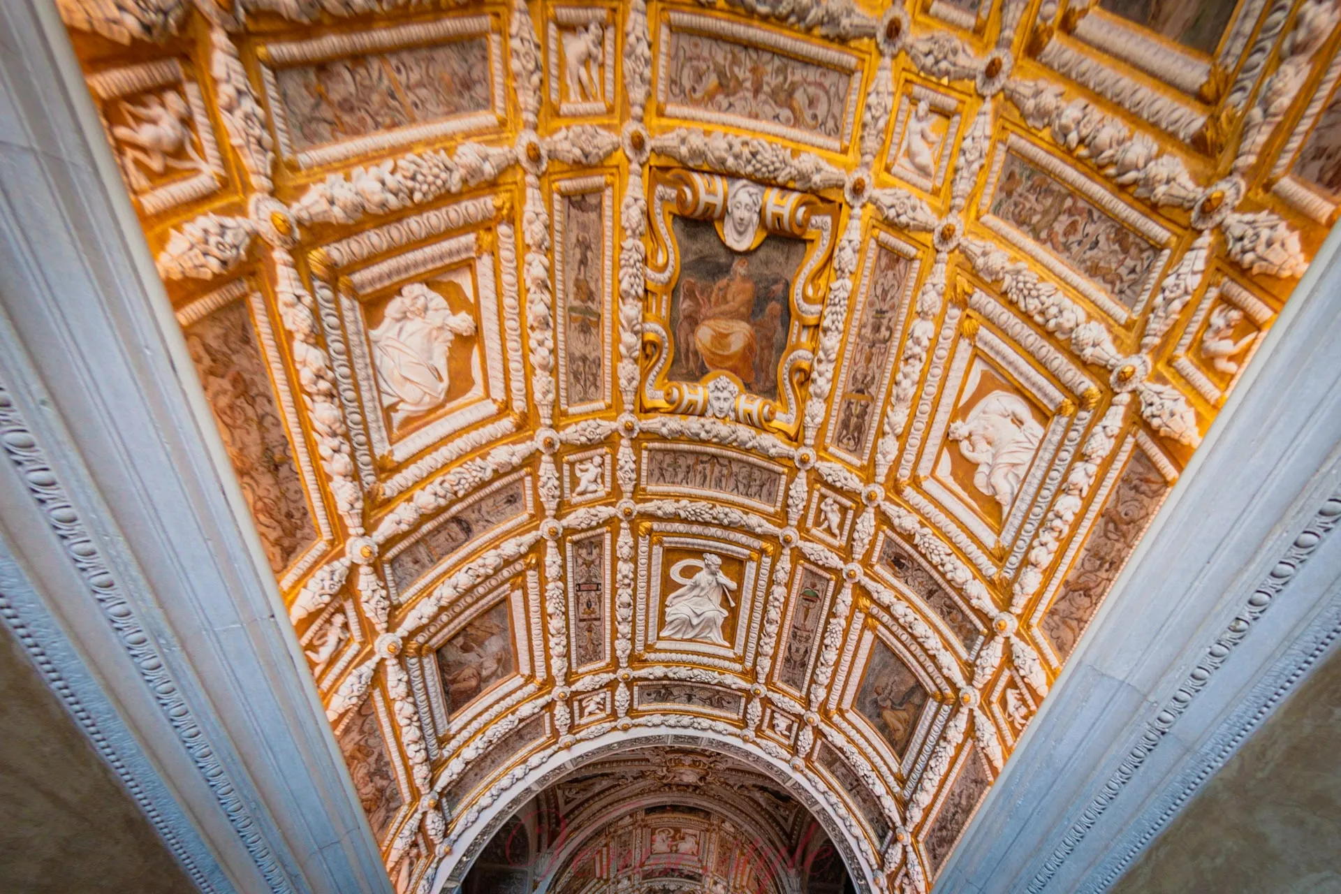 Golden Staircase (Scala d'Oro) with gilded stucco and ornate coffers
